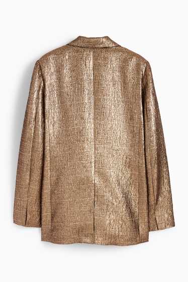 Dames - Lange blazer - relaxed fit - glanzend - brons