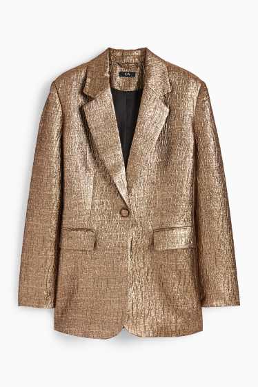 Dames - Lange blazer - relaxed fit - glanzend - brons