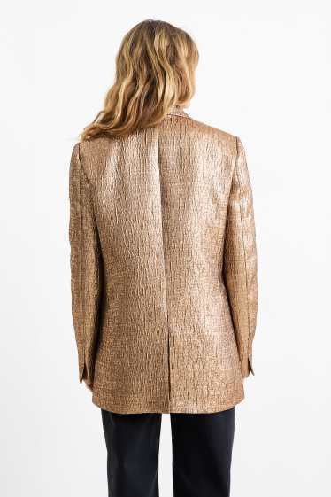 Dames - Lange blazer - relaxed fit - glanzend - brons