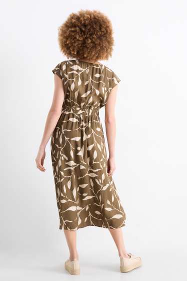 Dames - Fit & flare-jurk - met patroon - bruin
