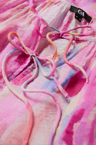 Damen - Bluse mit V-Ausschnitt - gemustert - pink