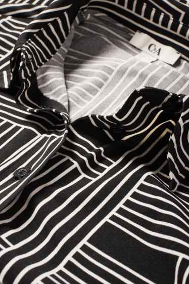Women - Blouse - patterned - black / white