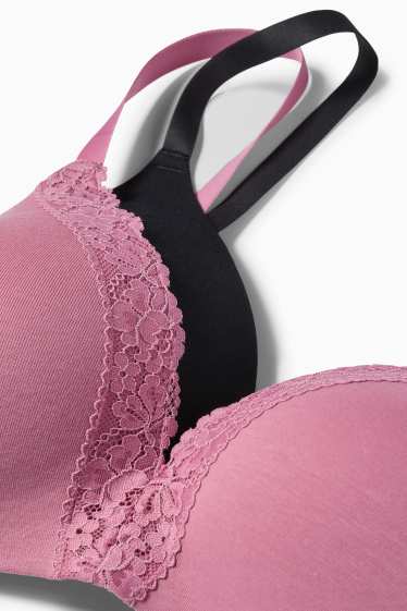 Women - Multipack of 2 - non-wired minimiser bra - padded - black / rose