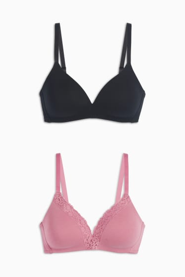 Women - Multipack of 2 - non-wired minimiser bra - padded - black / rose