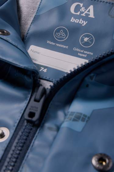Baby Jungen - Hund - Baby-Regenjacke mit Kapuze - wasserdicht - blau