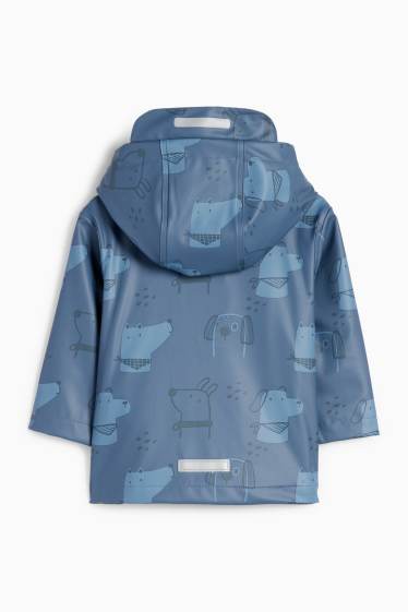 Baby Jungen - Hund - Baby-Regenjacke mit Kapuze - wasserdicht - blau