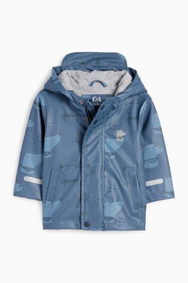 Baby Jungen - Hund - Baby-Regenjacke mit Kapuze - wasserdicht - blau