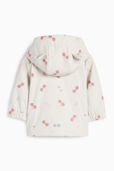 Baby Mädchen - Kirsche - Baby-Regenjacke mit Kapuze - wasserdicht - rosa