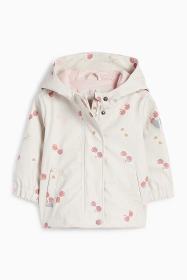 Baby Mädchen - Kirsche - Baby-Regenjacke mit Kapuze - wasserdicht - rosa
