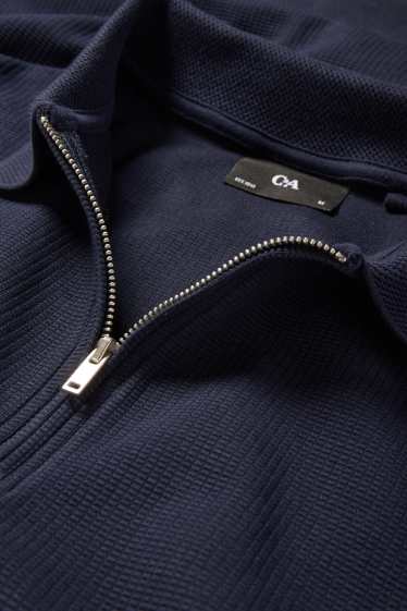 Heren - Poloshirt - met structuur - donkerblauw