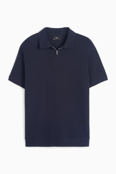Heren - Poloshirt - met structuur - donkerblauw