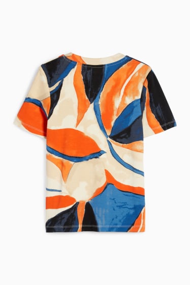 Damen - Basic-T-Shirt - Slim Fit - gemustert - bunt