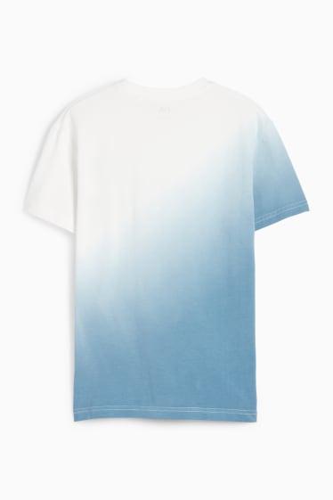 Kinderen: jongens - Skelet - T-shirt - met patroon - lichtblauw