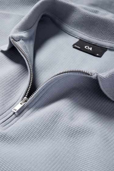 Heren - Poloshirt - met structuur - lichtblauw