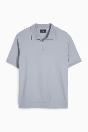 Heren - Poloshirt - met structuur - lichtblauw
