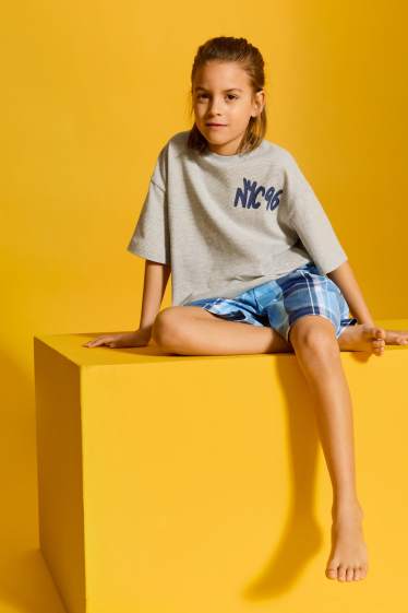 Kinder Jungen - New York - Shorty-Pyjama - 2 teilig - grau