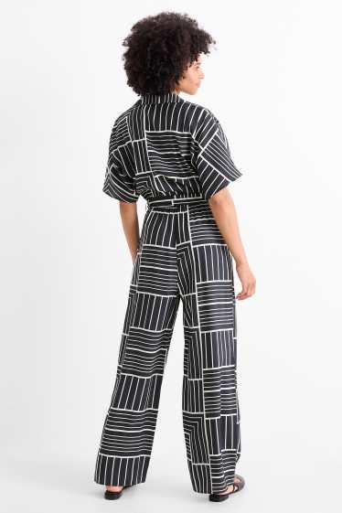 Damen - Jumpsuit - gemustert - schwarz / weiß