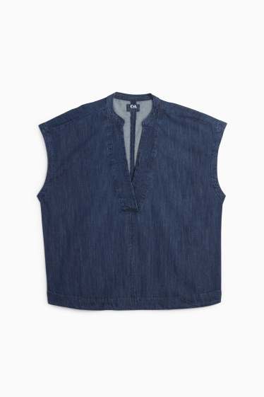Damen - Jeans-Top mit V-Ausschnitt - dunkeljeansblau