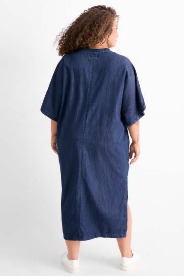 Damen - Jeans-Kaftan mit V-Ausschnitt - dunkeljeansblau