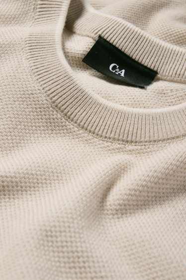 Herren - Strickpullover - kurzarm - hellbeige