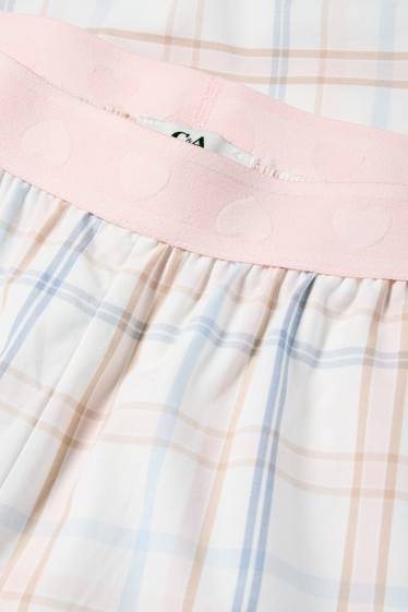 Damen - Pyjamahose - kariert - cremeweiss