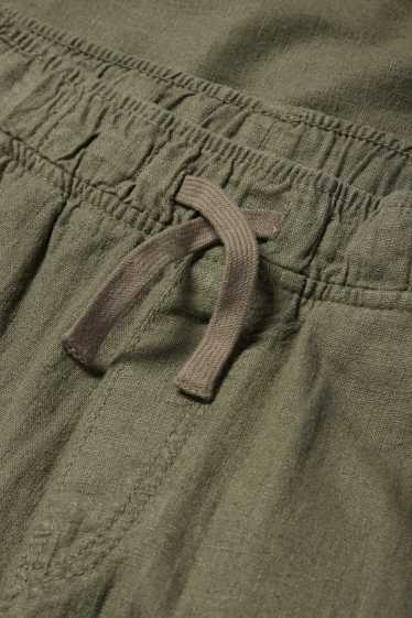 Kinder Jungen - Cargohose - Leinen-Mix - khaki