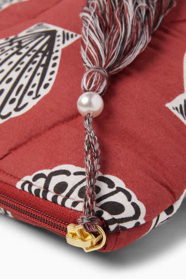 Damen - Stepp-Kosmetiktasche - gemustert - rot