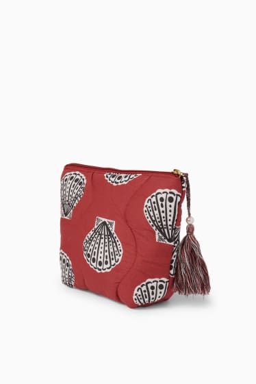 Damen - Stepp-Kosmetiktasche - gemustert - rot