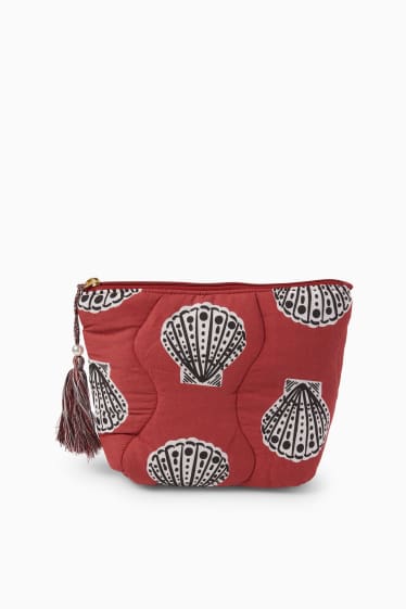 Damen - Stepp-Kosmetiktasche - gemustert - rot