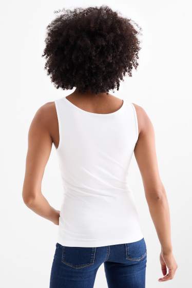 Dames - Set van 2 - basic top - blauw / wit