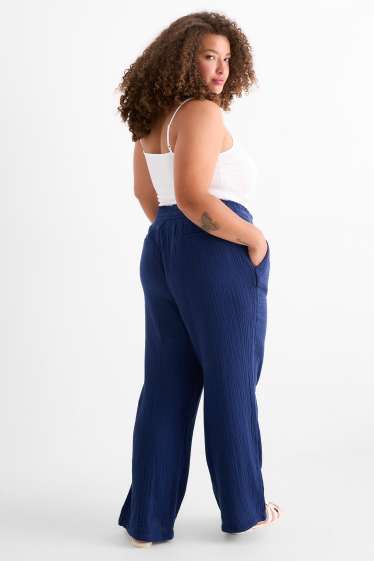 Damen - Stoffhose - Mid Waist - Comfort Fit - strukturiert - dunkelblau