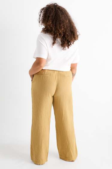 Dames - Pantalon - mid waist - comfort fit - met structuur - beige