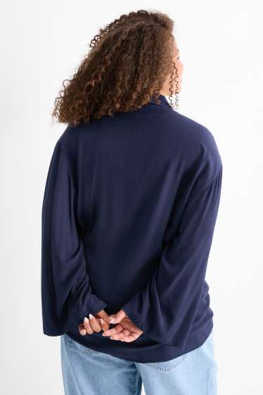 Mujer - Blusa de playa con nudo - azul oscuro
