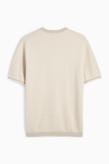 Herren - Strickpullover - kurzarm - hellbeige