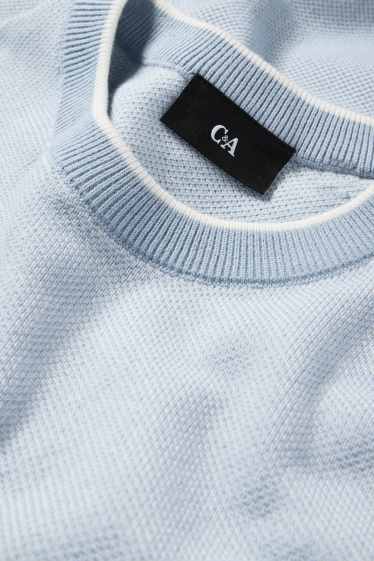 Herren - Strickpullover - kurzarm - hellblau