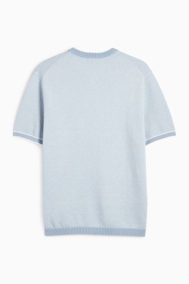 Herren - Strickpullover - kurzarm - hellblau