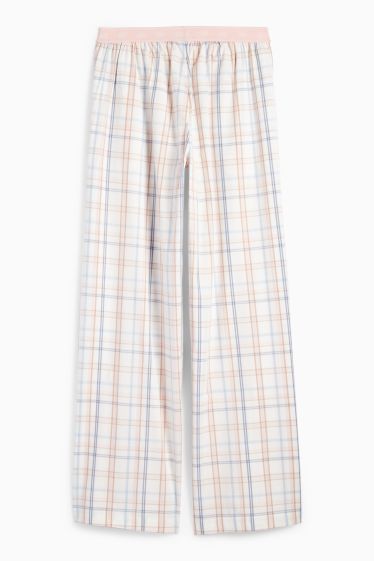 Damen - Pyjamahose - kariert - cremeweiss