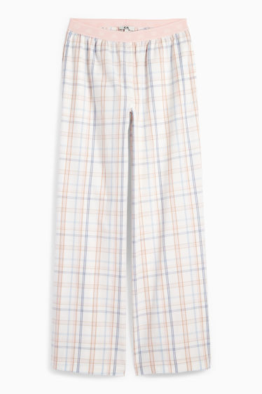 Damen - Pyjamahose - kariert - cremeweiss