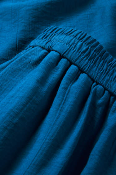 Damen - Stoffhose - High Waist - Wide Leg - blau