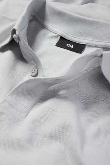 Herren - Poloshirt - kariert - hellgrau