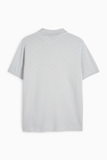 Herren - Poloshirt - kariert - hellgrau