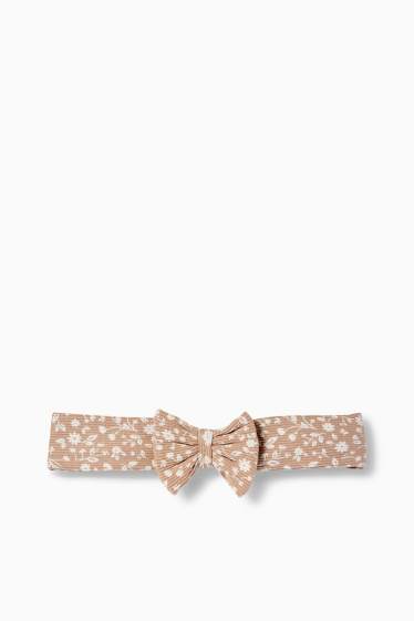 Baby: meisjes - Bloemetjes - baby-outfit - 3-delig - beige