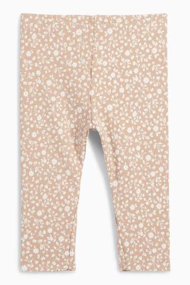 Baby: meisjes - Bloemetjes - baby-outfit - 3-delig - beige