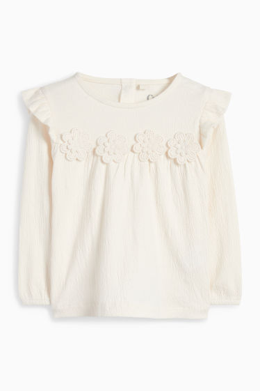Baby: meisjes - Bloemetjes - baby-outfit - 3-delig - beige