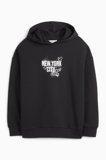 Kinder Mädchen - New York - Hoodie - schwarz