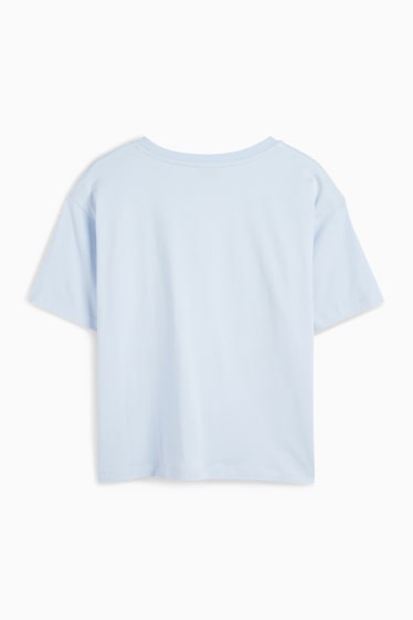 Kinder Mädchen - New York - Kurzarmshirt - Glanz-Effekt - hellblau