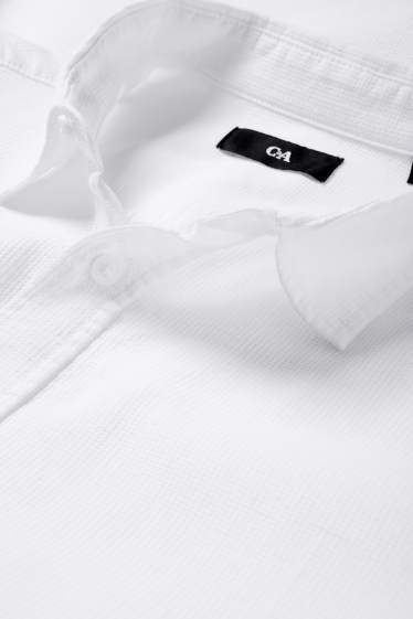 Men - Shirt - regular fit - kent collar - textured - white