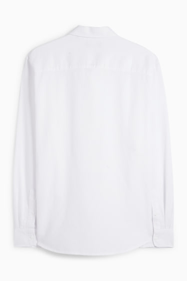 Men - Shirt - regular fit - kent collar - textured - white