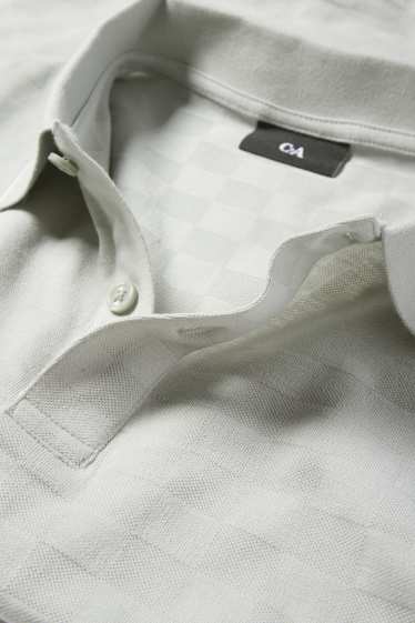Herren - Poloshirt - kariert - hellgrau