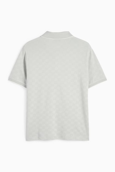 Herren - Poloshirt - kariert - hellgrau